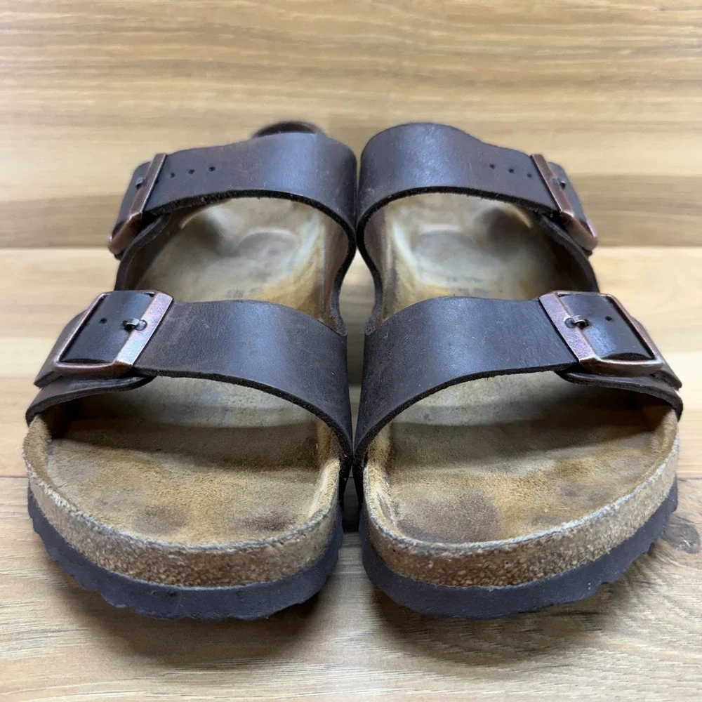 Birkenstock Milano Soft Foot Bed Sandal Men 8 W EU 41 Habana Brown Oiled Leather